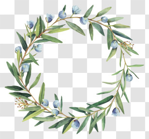 Cartoon - Green Olive Leaf Wreath Decoration Transparent PNG