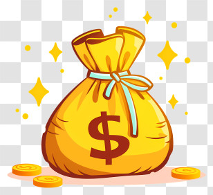 Sack Of Money - Golden Money Bag With Coins Transparent PNG