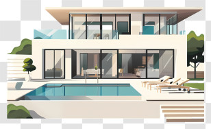 Modern House - Modern House With Swimming Pool And Garden Transparent PNG