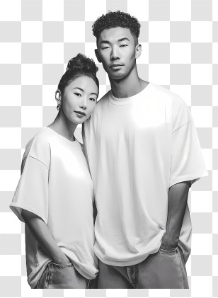 Man Woman Models - Black And White Couple Portrait Transparent PNG