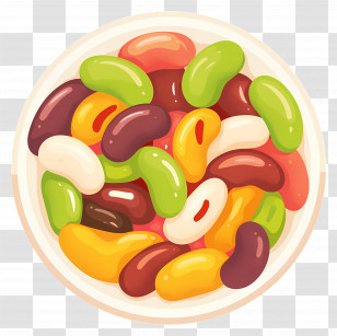 Cartoon Beans - Colorful Jelly Beans In Bowl Transparent PNG
