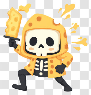 Cheese Cloak Skeleton - Cheesy Skeleton Mascot Transparent PNG