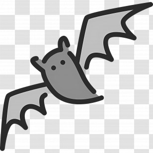 Halloween Bat - Cute Gray Cartoon Bat With Spooky Halloween Vibes Transparent PNG
