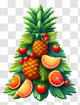 Christmas Elements - Festive Fruit Christmas Tree With Tropical Touch Transparent PNG