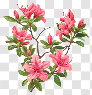 Azalea Plant - Pink Azalea Flowers On Branches Transparent PNG