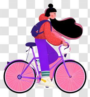 Riding Bike - Cartoon Woman Riding Bicycle Transparent PNG