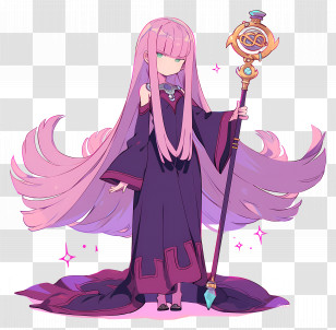 Ryuzu Meyer - Pink-Haired Girl With Magical Staff Transparent PNG