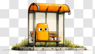 Bus Stop - Lonely Bus Stop Illustration Transparent PNG