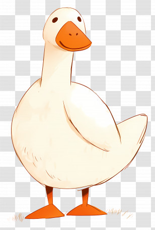 Cartoon Goose - Adorable Cartoon White Duck Illustration Transparent PNG