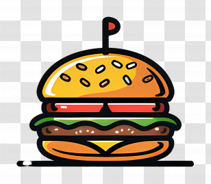 Burger Logo - Burger Illustration With Mini Flag Topper Transparent PNG