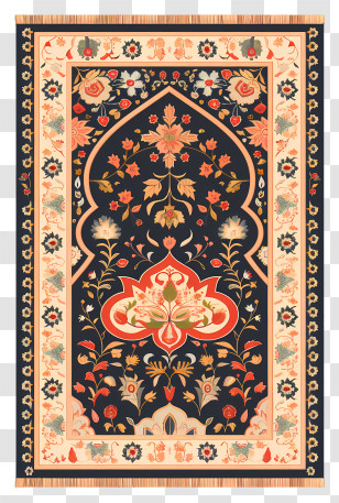Prayer Rug - Intricately Patterned Traditional Rug Design Transparent PNG