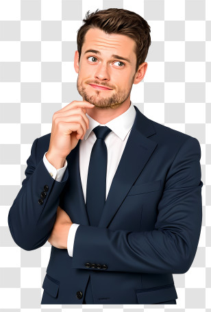 Tired Businessman - Thoughtful Businessman In Navy Suit Transparent PNG