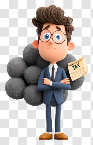 Businessman With Tax Burden - Worried Man With Tax Paper Transparent PNG