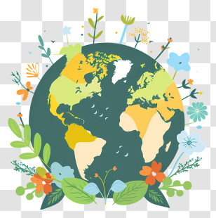 Earth Day - Earth And Floral Design For Environment Transparent PNG