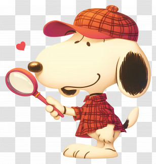 Love Snoopy - Detective Dog With Magnifying Glass Transparent PNG