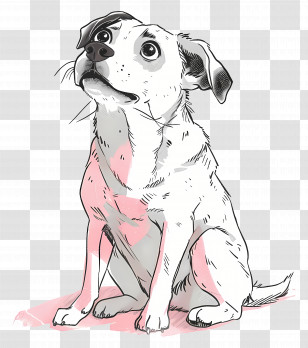 Cartoon Dog - Sketched White Dog Sitting Transparent PNG