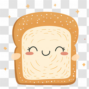 Cute Bread - Smiling Toast Cartoon Illustration Transparent PNG