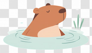 Capybara - Bear Relaxing In Water Illustration Transparent PNG