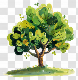 Cartoon Tree - Lush Green Tree Illustration Transparent PNG