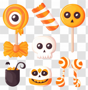 Halloween Candy - Halloween Candies And Skull Illustrations Transparent PNG
