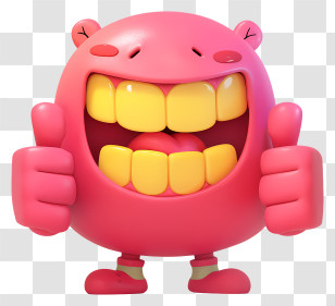 Anime Silly Face - Smiling Pink Cartoon Character Transparent PNG