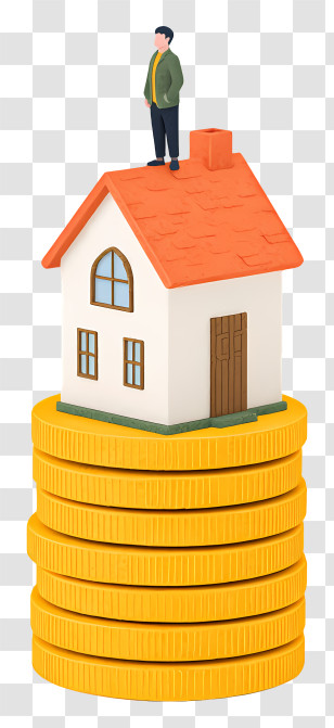 Real Estate Investor - House On Coins Stack Transparent PNG