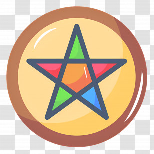 Pentagram Symbol - Colorful Star Emblem On Yellow Background Transparent PNG