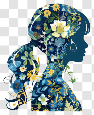 Girl Silhouette - Floral Silhouette Art Transparent PNG