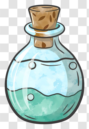 Cartoon - Blue Potion Bottle Cartoon Illustration Transparent PNG
