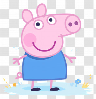 Peppa Pig - Pink Cartoon Pig Smiling In Blue Dress Transparent PNG