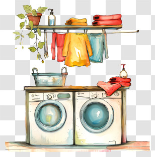 Laundry Day - Organized Laundry Room With Equipment Transparent PNG