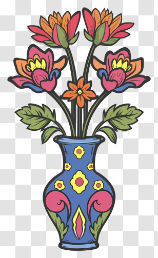 Colorful Vase - Colorful Floral Vase Illustration Transparent PNG