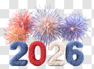 2026 With Fireworks - 2026 New Year Fireworks Celebration Transparent PNG