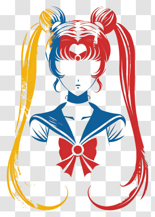 Sailor Moon - Colorful Anime Character Silhouette Transparent PNG