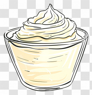 Greek Yogurt - Illustration Of A Bowl With Whipped Cream Transparent PNG