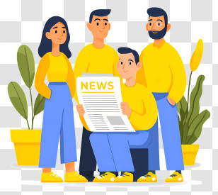 Online News - Group Of People Reading Newspaper Transparent PNG