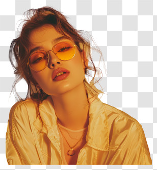 Woman - Woman With Orange Sunglasses Transparent PNG