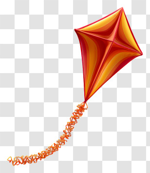 Kite In Sky - Colorful Kite With Long Tail Transparent PNG