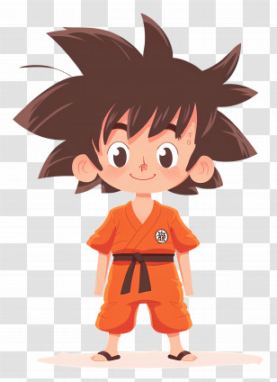 Goku - Cartoon Character In Orange Outfit Transparent PNG