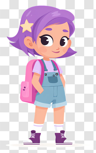 Purple Star From Rainbow Bubblegem - Cute Purple-Haired Schoolgirl Transparent PNG