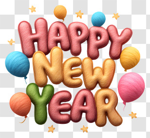 Happy New Year Balloons - Happy New Year Celebration With Balloons Transparent PNG