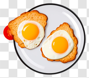 Breakfast - Fried Eggs On Toast With Tomato Transparent PNG