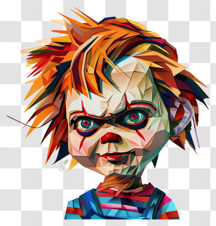 Chucky - Geometric Creepy Doll With Red Hair Transparent PNG