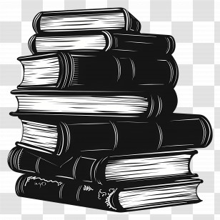 Books - Stack Of Vintage Books In Black And White Transparent PNG