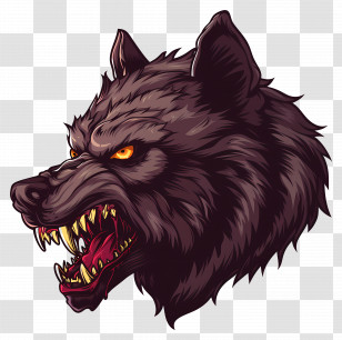 Werewolf Head - Ferocious Black Wolf Illustration Transparent PNG