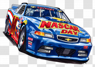 Nascar Day - Blue NASCAR Racing Car Transparent PNG