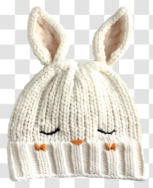 Knit Cap - White Knit Hat With Bunny Ears Transparent PNG