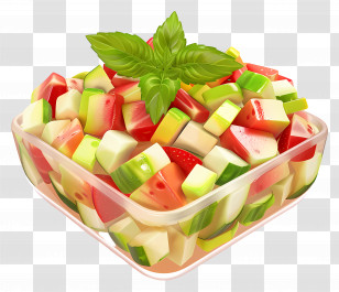 Waldorf Salad - Fresh Fruit Salad Bowl With Mint Garnish Transparent PNG