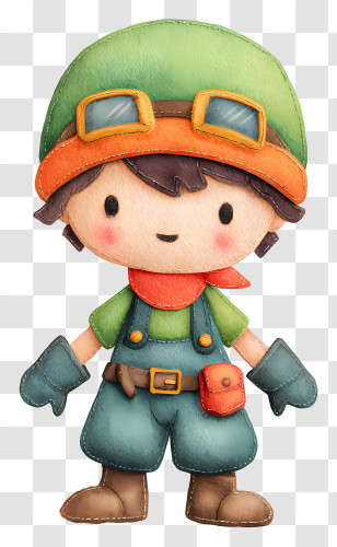 Video Game Hero - Boy In Overalls With Goggles Transparent PNG