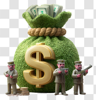 Securing Money - Money Bag With Guards Transparent PNG